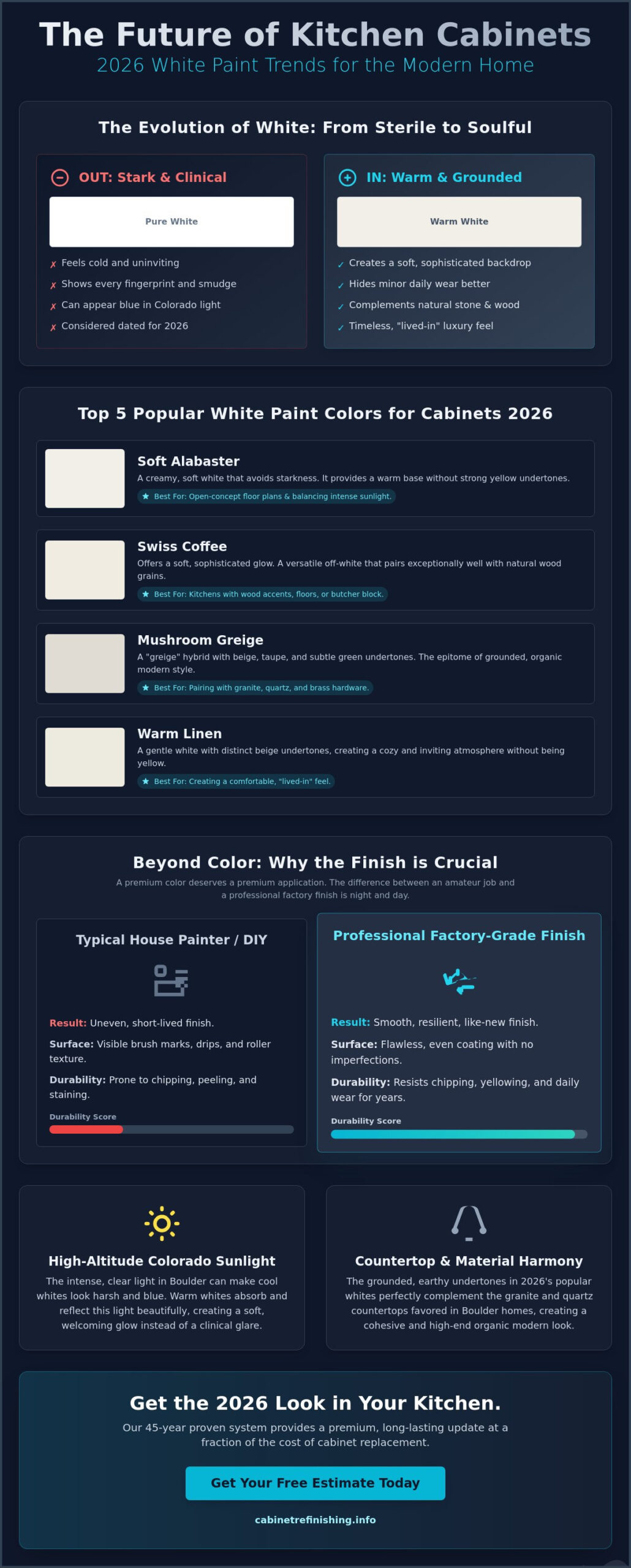 Popular White Paint Colors for Cabinets 2026: The Boulder Homeowner’s Guide